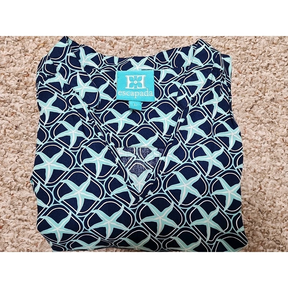 Escapada Living Dress Tunic‎ CoverUp 3/4 Sleeve Starfish Print Rayon Large